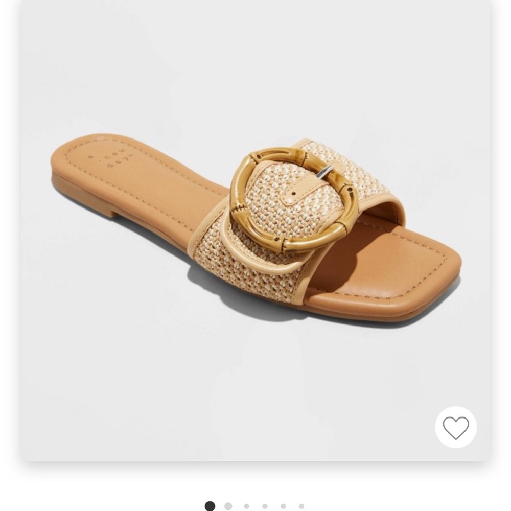 Women's Bennie Buckle Slide Sandals with Memory Foam Insole - A New Day™